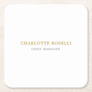 Minimalist Classical Professional Gold Colour Square Paper Coaster