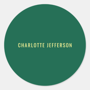 Minimalist Classical Professional Green Yellow Classic Round Sticker