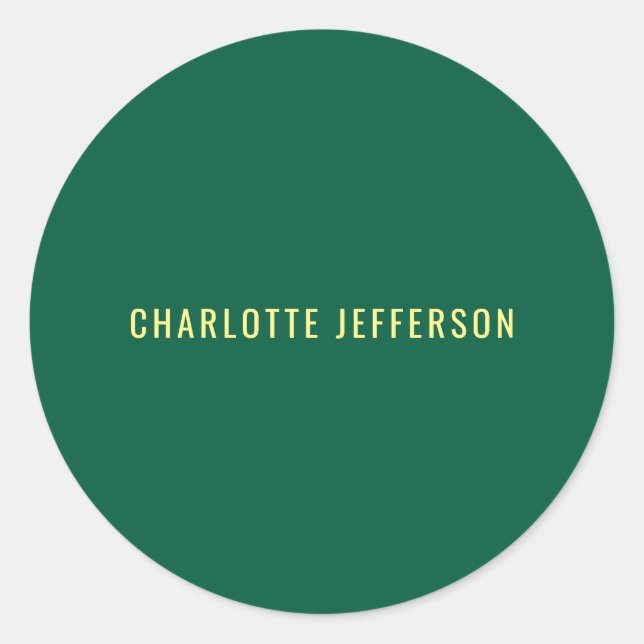 Minimalist Classical Professional Green Yellow Classic Round Sticker (Front)