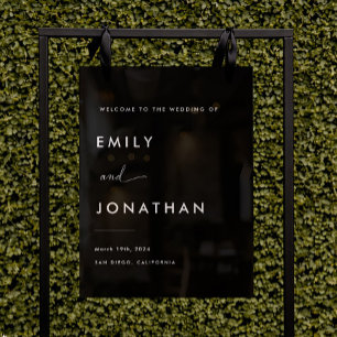 Minimalist Classy Black Wedding Welcome Acrylic Sign
