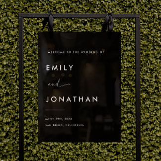 Minimalist Classy Black Wedding Welcome Acrylic Sign