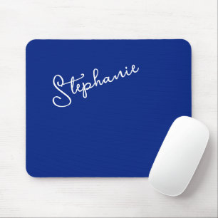 Minimalist Classy Blue Personalized Script Name Mouse Pad