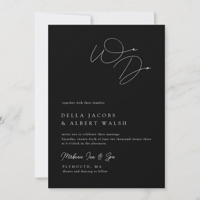 Minimalist Classy Calligraphy Black Wedding Invitation (Front)