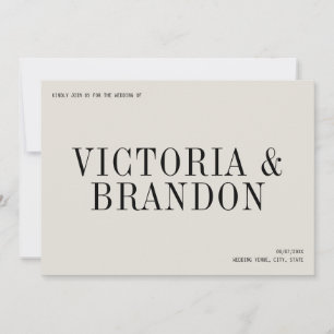 Minimalist Classy Chic Typography Modern Wedding Invitation
