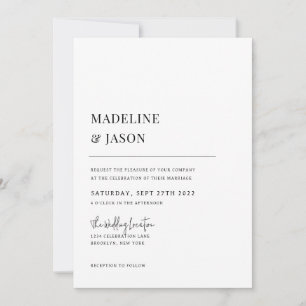 Minimalist Classy Contemporary Monogram Wedding Invitation