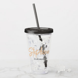 Minimalist Classy Simple Bridesmaid Personalized Acrylic Tumbler