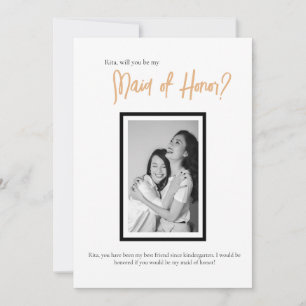 Minimalist Classy Simple Maid of Honour Wedding  Invitation