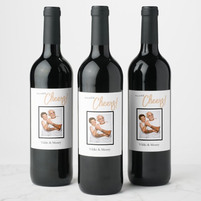 Minimalist Classy Simple Personalized Engagement Wine Label (Bottles)