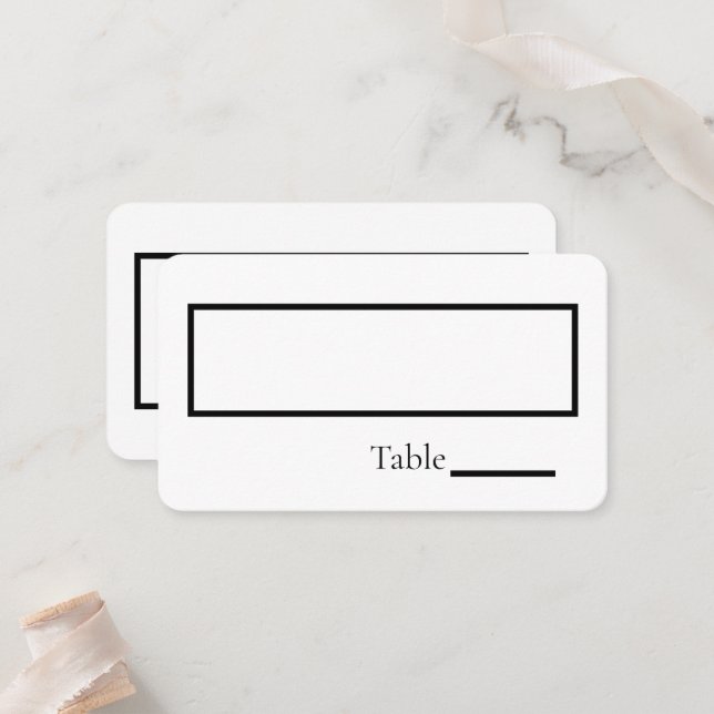 Minimalist Classy Simple Personalized Wedding Flat Place Card (Front/Back In Situ)
