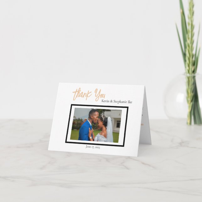 Minimalist Classy Simple Wedding Folded Thank You (Front)