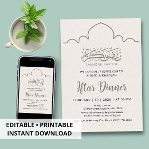 Minimalist Clean Line Art Ramadan Iftar Invitation