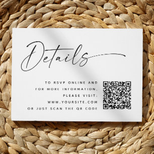 Minimalist Clean Modern Wedding Details   QR Code Enclosure Card