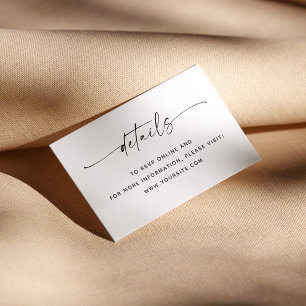 Minimalist clean script wedding details + QR Code Enclosure Card