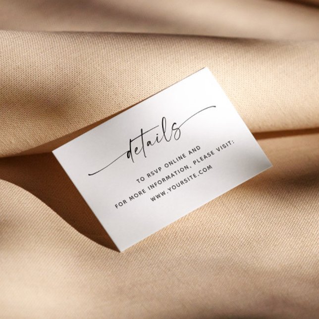 Minimalist clean script wedding details + QR Code Enclosure Card (Creator Uploaded)