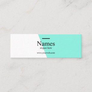 Minimalist Clean Teal Typo Mini Business Cards