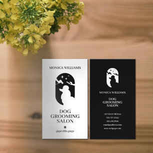 Minimalist clear elegant black white dog logo business card
