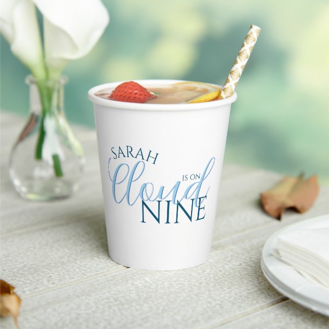 Minimalist Cloud nine simple script bridal shower Paper Cups (Insitu)