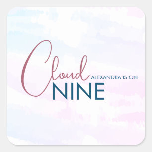 Minimalist Cloud Nine Soft Blue Bridal Shower Square Sticker