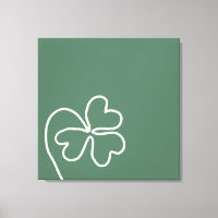 Minimalist Clover Leaf Line Drawing Green 