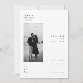Minimalist Coastal Wedding Invitation Template.