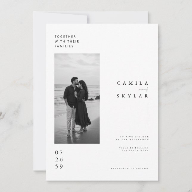 Minimalist Coastal Wedding Invitation Template. (Front)