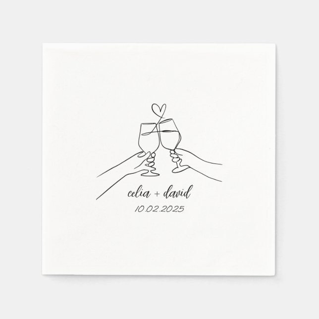 Minimalist cocktail Wedding Party  Napkin (Front)