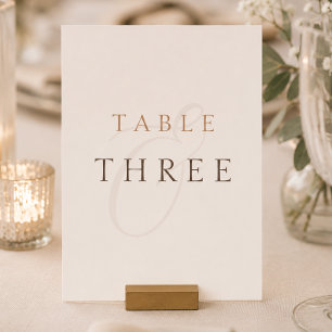 Minimalist Cocoa Brown Wedding Table Number Card