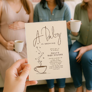 Minimalist Coffee Bean Baby is Brewing Shower Invitation
