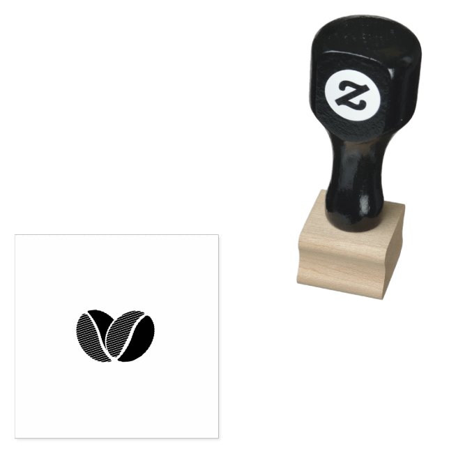 Minimalist Coffee Bean Logo Rubber Stamp (Stamped)