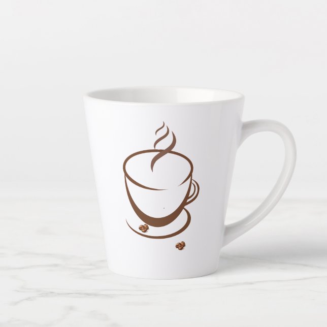 Minimalist Coffee Cup Line Art Mug with Roasted Be (Droite)