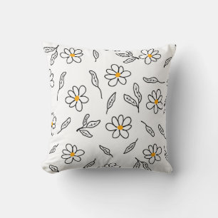 Minimalist Cojin of Margaritas - White and Throw Pillow