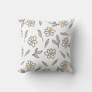 Minimalist Cojin of Margaritas - White and Throw Pillow