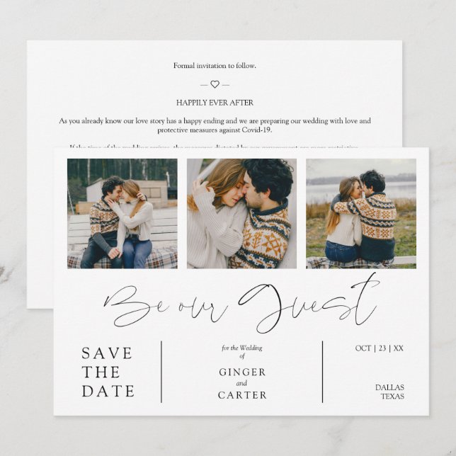 Minimalist Collage Be Our Guest 3 Photos Couple (Front/Back)