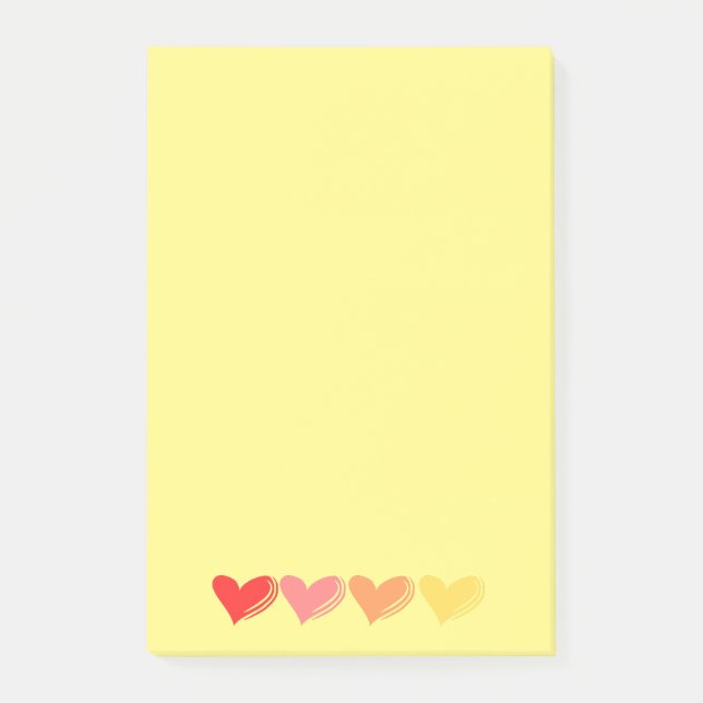Minimalist Colorful Hearts Post-it Notes (Front)