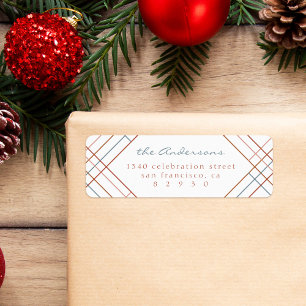 Minimalist Colorful Plaid Family Return Address