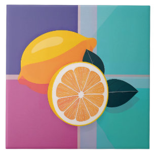 Minimalist Colour Block Lemons Tile