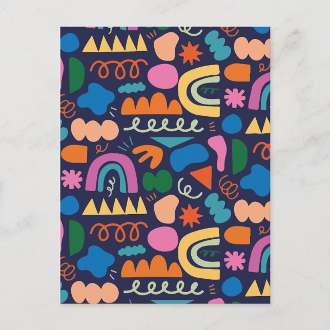 Minimalist colourful abstract holiday postcard (Front)