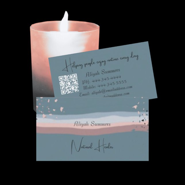 Minimalist Colourful Boho QR Code Meditative  Business Card (Creator Uploaded)