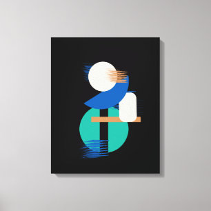Minimalist Colourful Geometric Art on Black Canvas