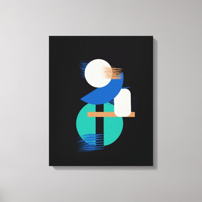 Minimalist Colourful Geometric Art on Black Canvas (Front)