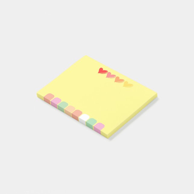 Minimalist Colourful Hearts Notes (Angled)