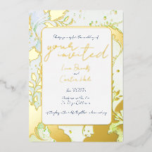 Minimalist Colourful Watercolor Foil Invitation
