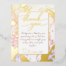 Minimalist Colourful Watercolor Foil Thank You Car
