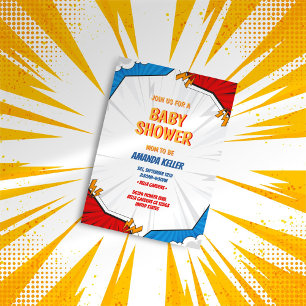 Minimalist Comic Book Baby Shower Invitation