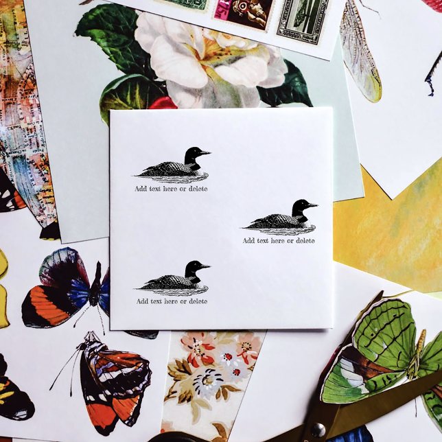 Minimalist Common Loon Lake Life Cabin Self-inking Stamp (Creator Uploaded)