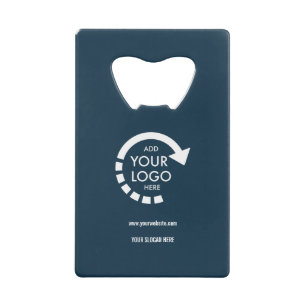 Minimalist Company Business Logo   Navy Blue Credit Card Bottle Opener