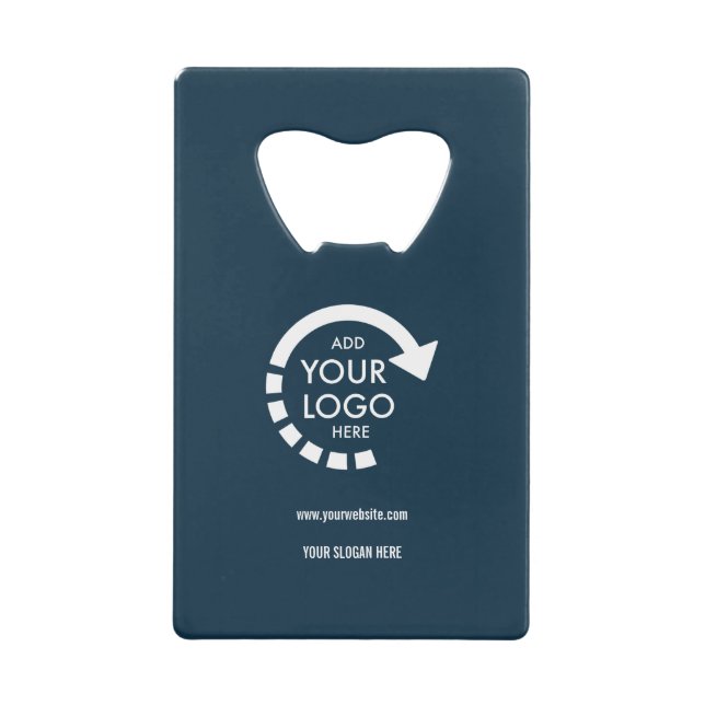 Minimalist Company Business Logo | Navy Blue Credit Card Bottle Opener (Front)