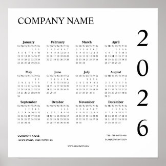 Minimalist Company Calendar 2026 Poster