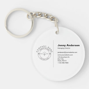 Minimalist Company employee Name and Logo Employ  Keychain