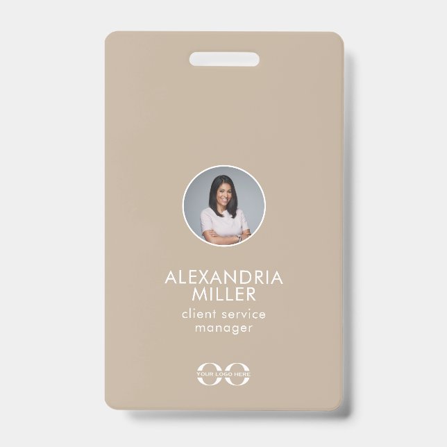 Minimalist Company Employee Photo QR Code Badge (Front)